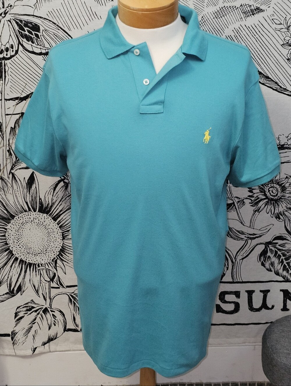 Vtg Polo Ralph Lauren Custom Fit Polo Mens Size M Teal Cotton Shirt